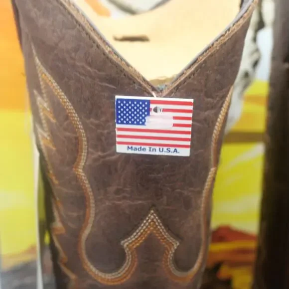 NEW ABILENE Men's 6404 12 Western Boot Antiqued Brown Bison Size 11.5 EE Wide